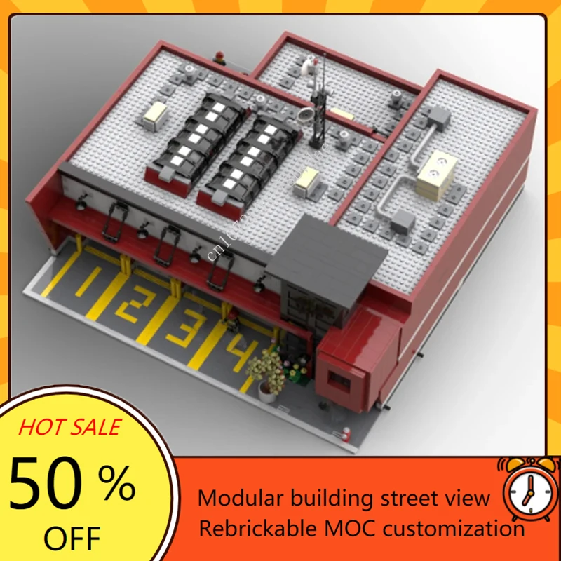 MOC-Blocos Modulares do Corpo de Bombeiros, City Street View, Caminhão Moderno, Série Coleção Arquitetura, Brinquedos Presentes, 5176PCs