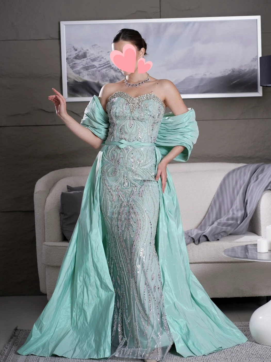 

Oisslec Prom Dress Elegant Vintage Sweet Green Beads Mermaid Taffeta Customized Formal Occasion Prom Dress Evening Party Gowns