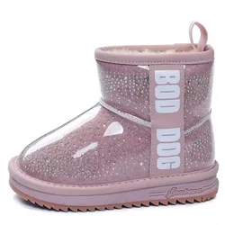Children Shoes Luxury Designer Girls Boy Fashion Waterproof Upper Snow Boots Brand Baby Thick Plush Ankel High Warm Winter Boots