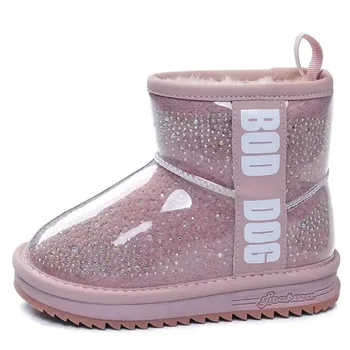 Çocuk Ayakkabıları Lüks Tasarımcı Kız Erkek Moda Su Geçirmez Üst Kar Botları Marka Bebek Kalın Peluş Ayak Bileği Yüksek Sıcak Kışlık Botlar