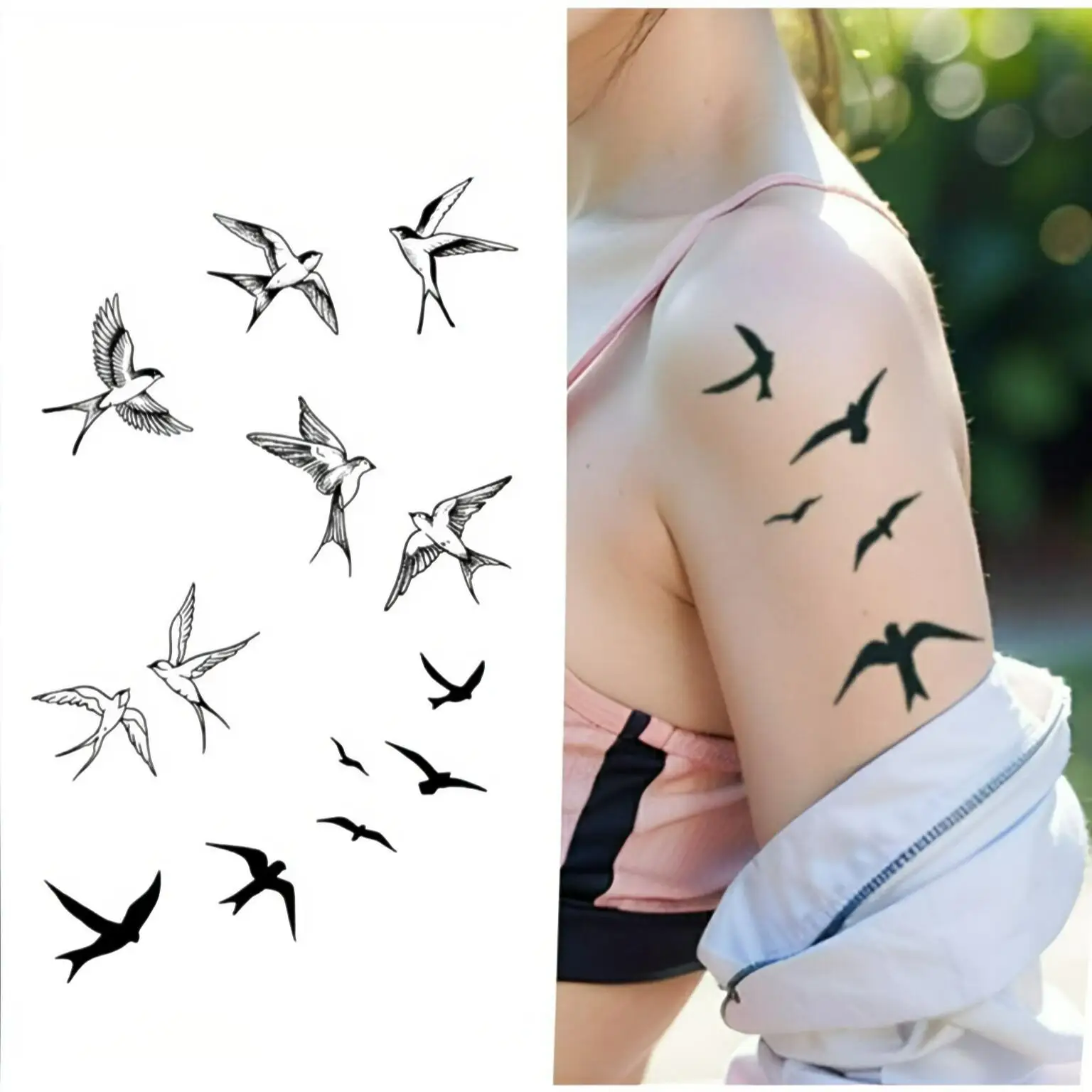 

Swallow’s Rhythm Temporary Tattoos,Tattoo Stickers,Waterproof Long-Lasting 15 Days,Semi-Permanent Fake Tattoo,body art
