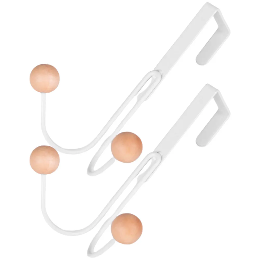 Heavy Duty Over-the-Door Hook Set – 2pcs Iron & Wood Door Hanger for Towels, Hats, Belts, Coats, Bathroom, Kitchen