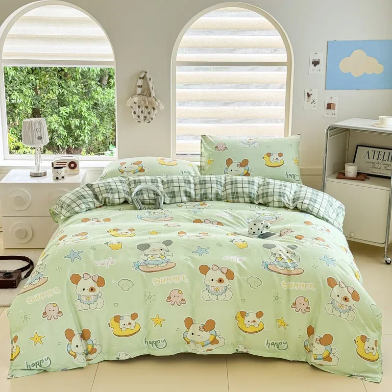 Happy Dog Printed Bedding Set Colorful Duvet Cover Pillowcase Comfortable Bed Sheet Gifts For Kids Room Warm and Bright Pattern