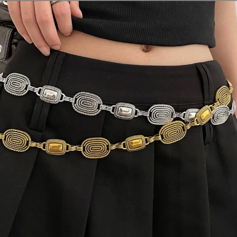 110CM Vintage Women Waist Belt Female Metal Chain Belt Tassel Waist Chain Belt Women Decorative Body Jewelry