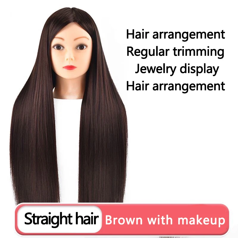 Hair wig head mimics real hair, hairdressing model head practices curling hair, weaving hair, and makeup styling