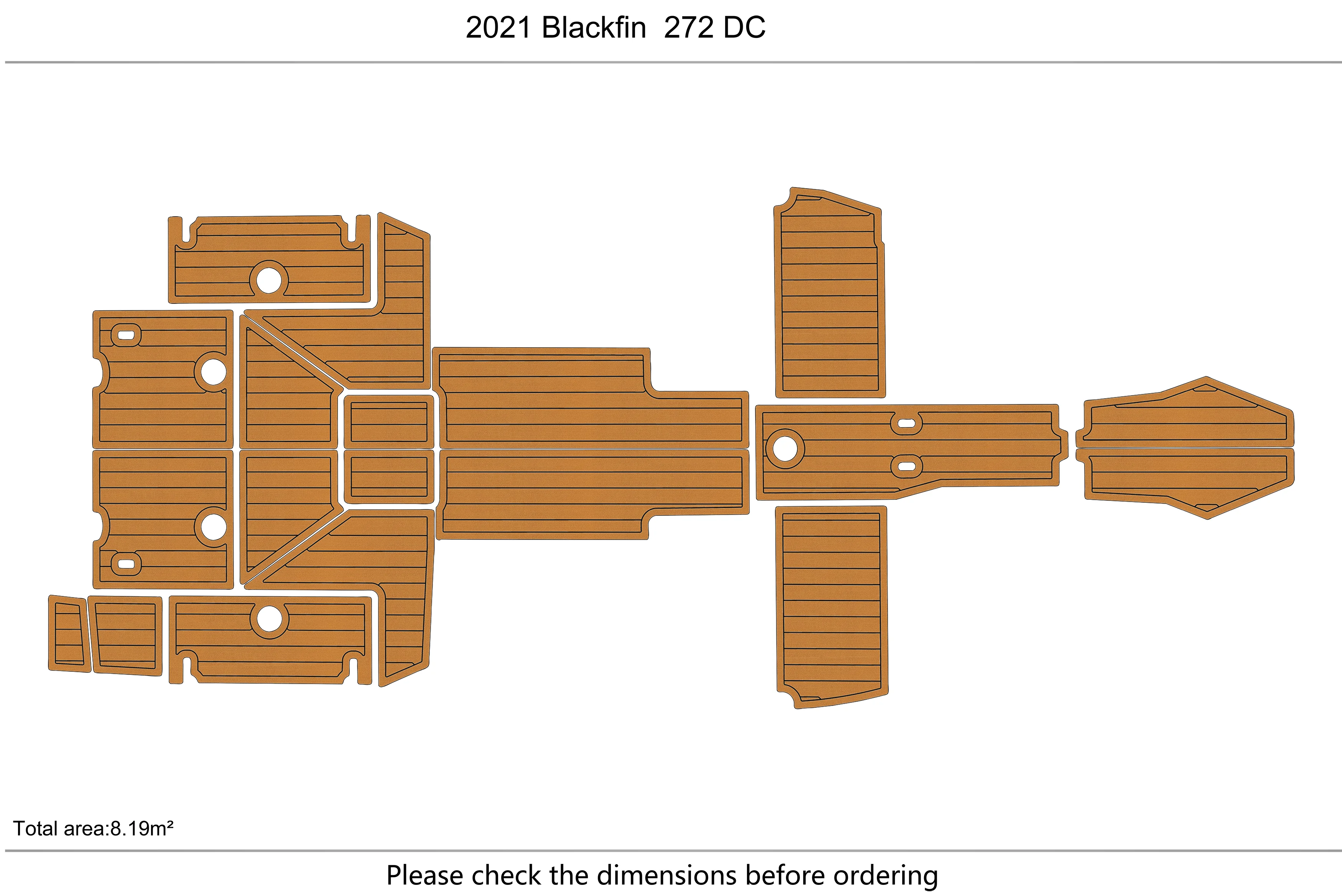 Eva foam Fuax teak seadek marine floor For 2021 Blackfin  272 DC Cockpit 1/4