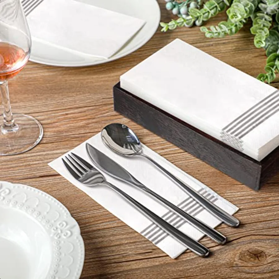 200 عبوة مناشف اليد للحمام، مناشف اليد الورقية، مناديل العشاء الورقية لحفلات المطبخ وحفلات الزفاف، Gra الداكنة