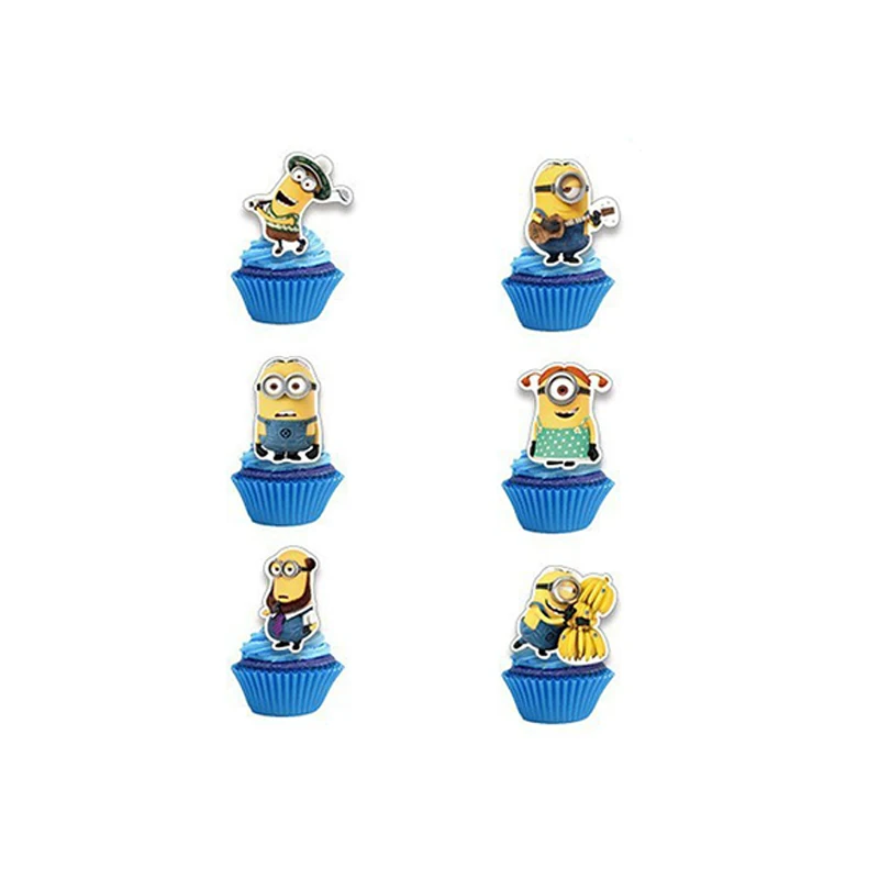 13 pezzi Minions Cake Topper Anime Kids Baby Shower Decorazione festa di compleanno Cartoon Cute Boy Girl Party Cupcake Picks Forniture