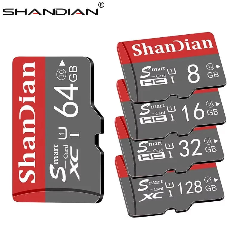 SHANDIAN 5 PCS uno 100% Original Carte Mémoire 128 Go 64 Go 32 Go 8 Go A1 TF Carte SD Classe 10 UHS-1 Carte Flash pour permission Téléphone/PC