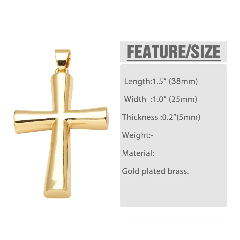 OCESRIO Fashion Polish Silver Color Big Cross Pendant For Necklaces Copper Gold Plated Crucifix Jewelry Making Supplies Pdtb660