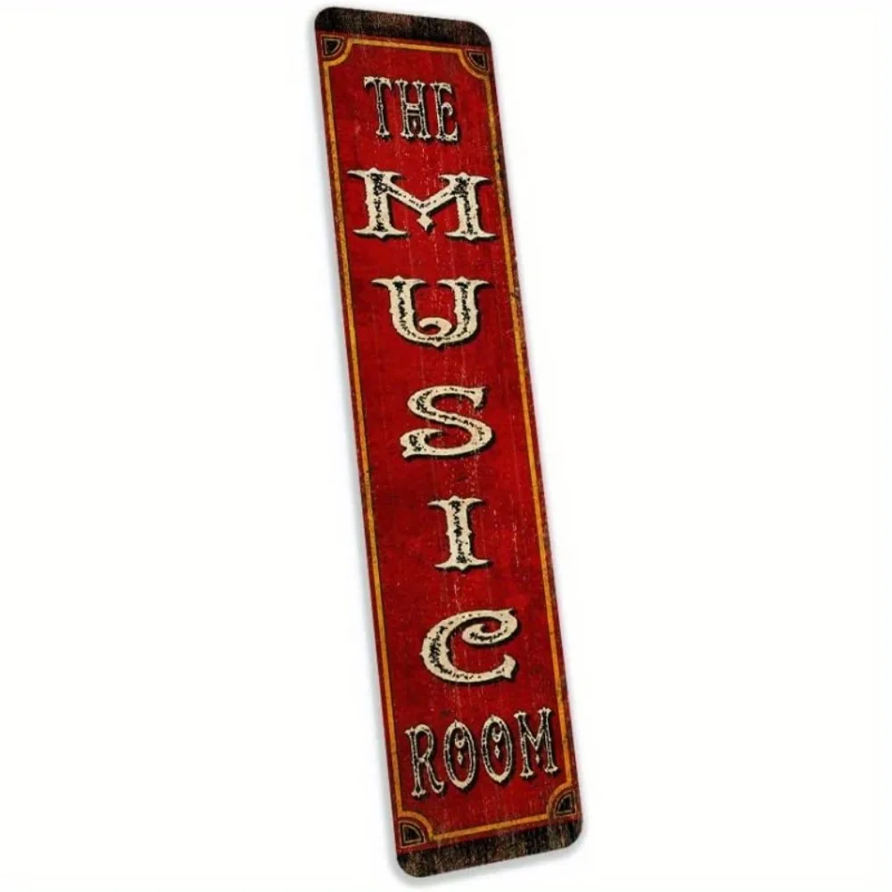Retro 2D Flat Music Room Aluminum Sign, Red White Ping Pong 4x16 Inch Wall Plaque, Gift for Music Teachers