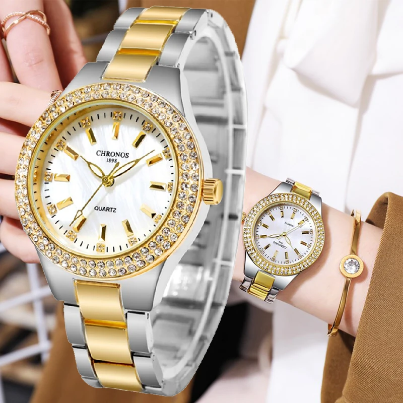 Crystal Diamond Women Wrist Watch For Female Clock relogio feminino 2023 Golden Bracelet Ladies Wrist Watches Rose Gold Watch