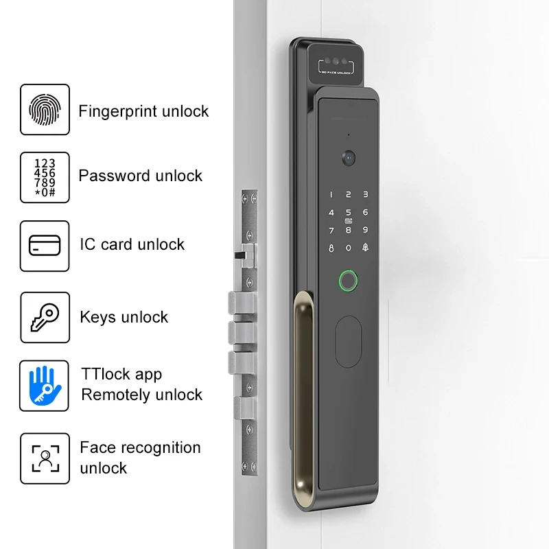 WiFI Smart HD Peephole Camera Face Recognition Fingerprint Digital Door Locks Support TTlock App Video Talking