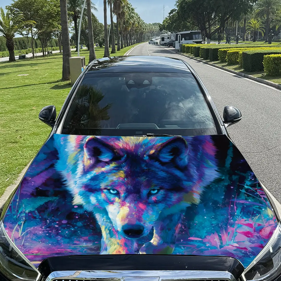 

Текущий свет, красочный дух волка, виниловая пленка для автомобиля, материал ПВХ, водонепроницаемая наклейка на капот автомобиля, самоклеящаяся устойчивая к царапинам Sti