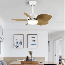 Nordic 24 inch small fan variable frequency intelligent restaurant bedroom ceiling fan light silent remote control fan lamp