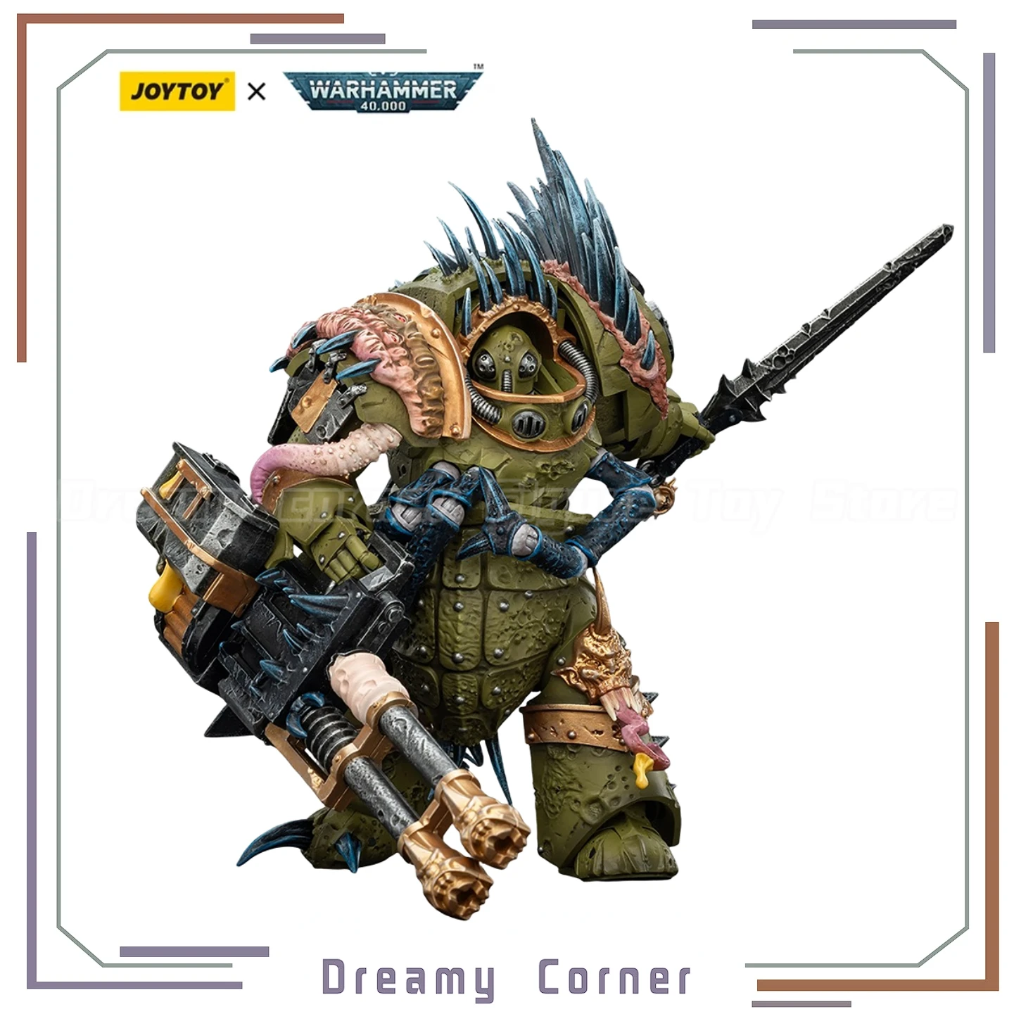 

【In Stock】Warhammer 40K Death Guard Blightlord Terminator 1 with Reaper Autocannon and Bubotic Blades 1/18 Action