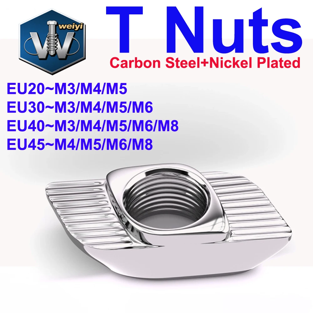 Weiyi M3 M4 M5 M6 M8 Slot T-nut Sliding Hammer Nut Drop In Fasten Connector EU20/30/40/45 For Aluminum Extrusion 2020 3030 4040