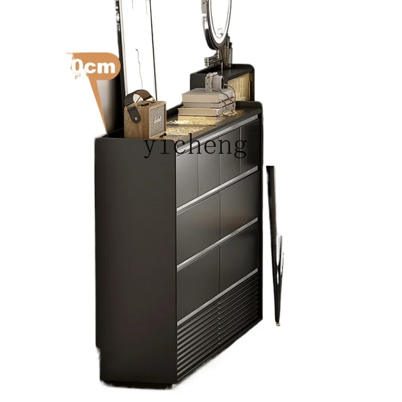 five-bucket cabinet bedroom wall storage small apartment black TV cabinet solid wood