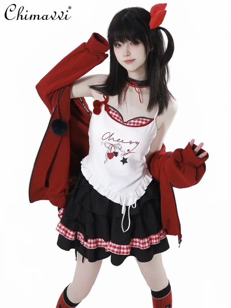 

2025 Autumn Clothes New Fashion College Style Sweet Girl Long Sleeve Sweatshirt and Skirt Set Cute Women Y2k Student Outfits