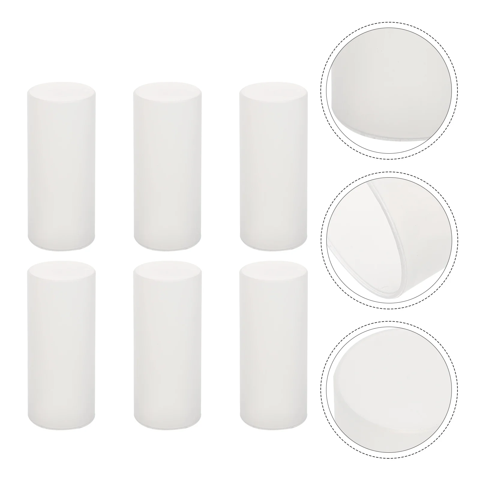 

6pcs Plastic Cup Covers Smooth Cylindrical Protectors for Electric Pillar Candles Remote Control