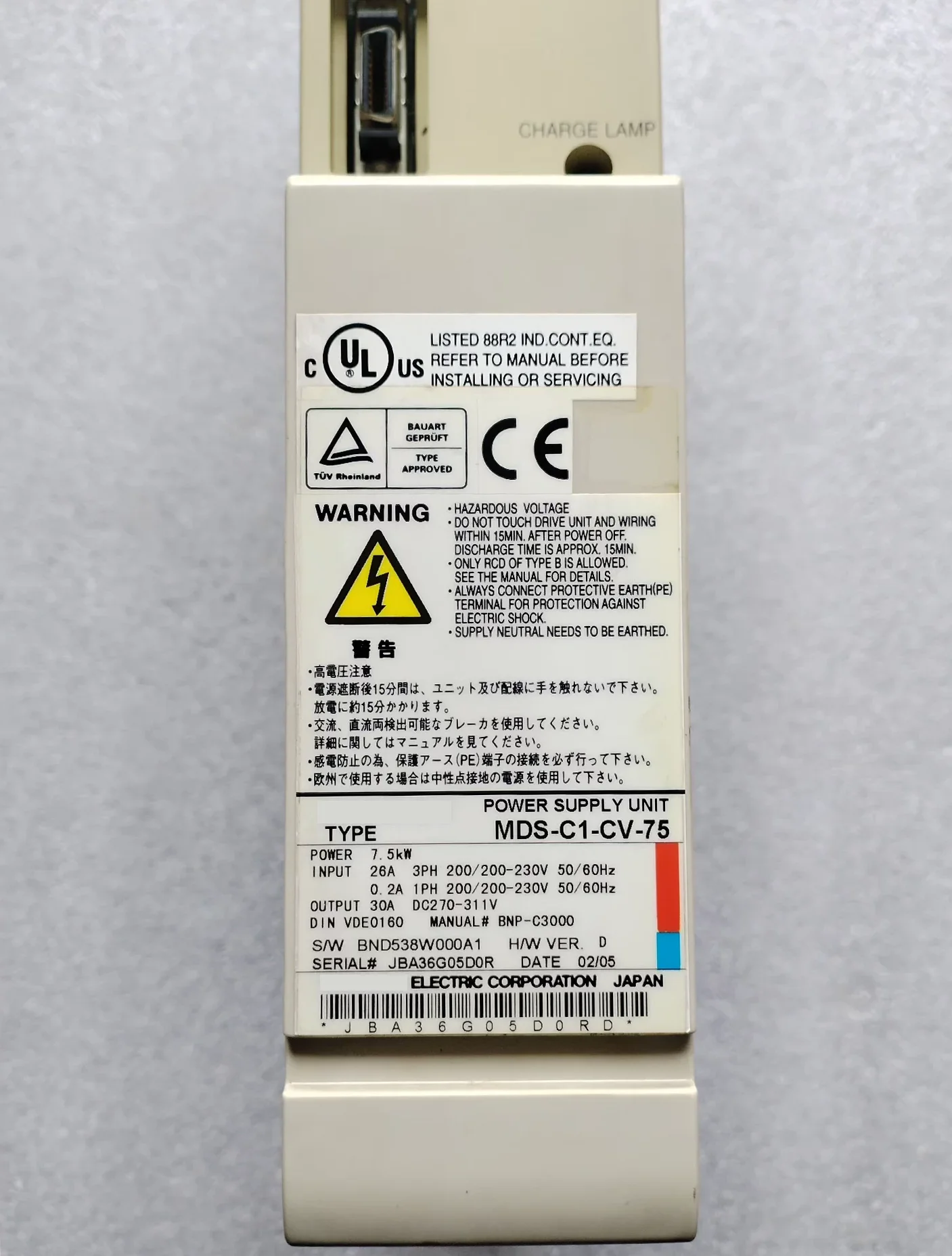 MDS-C1-CV-75 Used Servo power supply Servo drive，Tested ok，Fast shipping