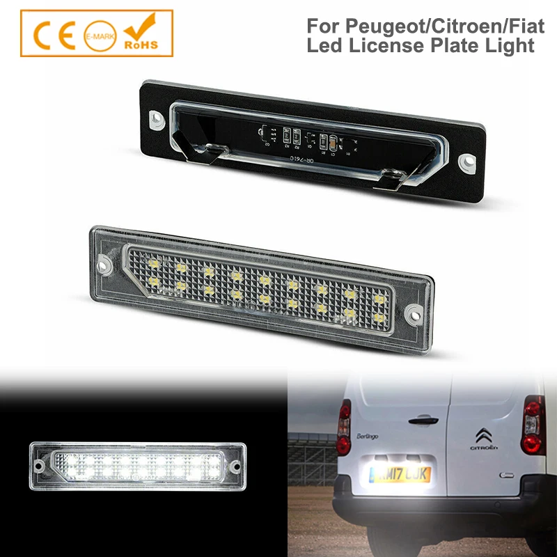 2Pcs Error Free LED Number License Plate Lights Lamps For Peugeot Boxer Manager Citroen Jumper Relay Fiat Ducato Car Accessories