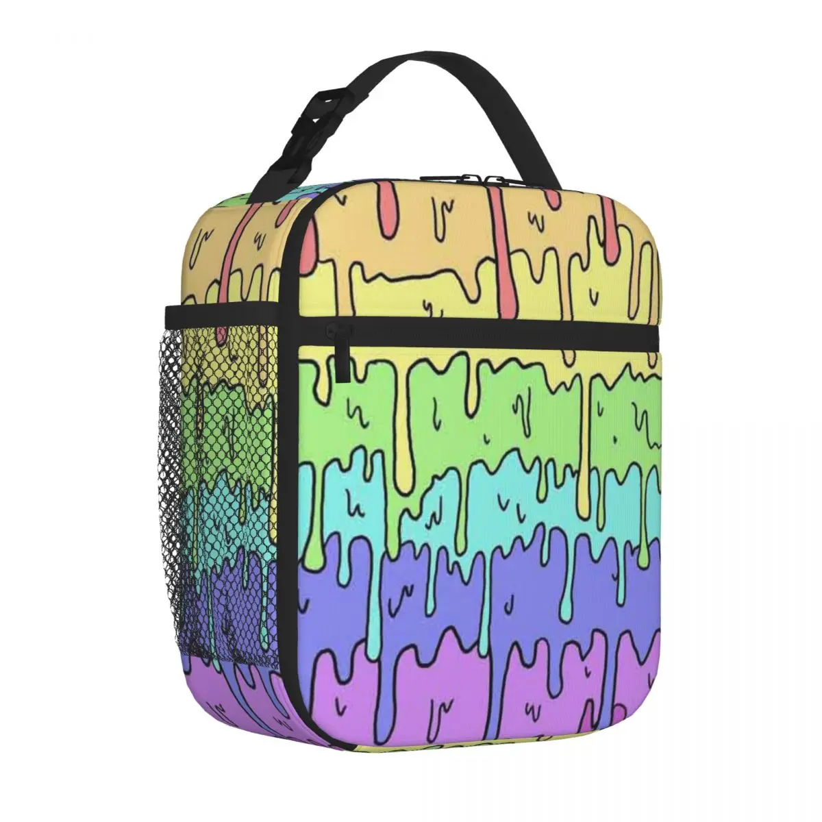 Bestselling Pastel Kawaii Melting Rainbow Design Portable Design Insulated Food Bag Kindergarten Snack Nylon Lunch Bag