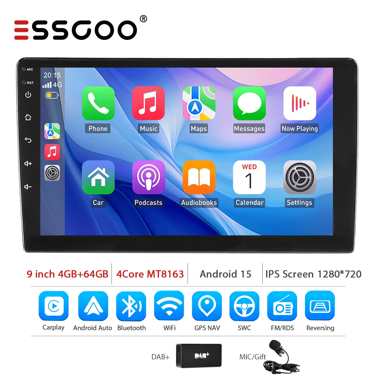 ESSGOO 7 9 10 inch Universele CarPlay Android Auto Autoradio voor VW Fiat Renault Nissan Hyundai GPS Multimedia Autoradio Stereo