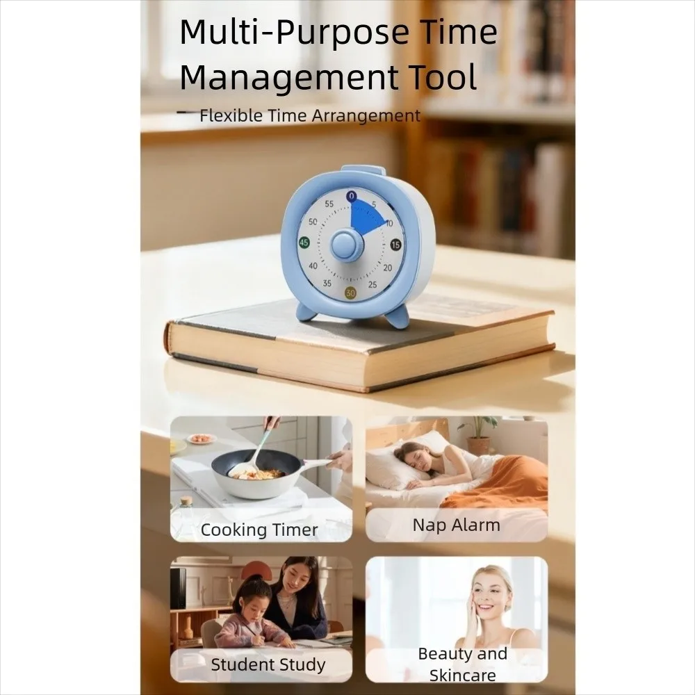60 Minutes Visual Timer Round/Square Visualization Countdown Alarm Clock Ultra Silent Self-discipline Kitchen Timer