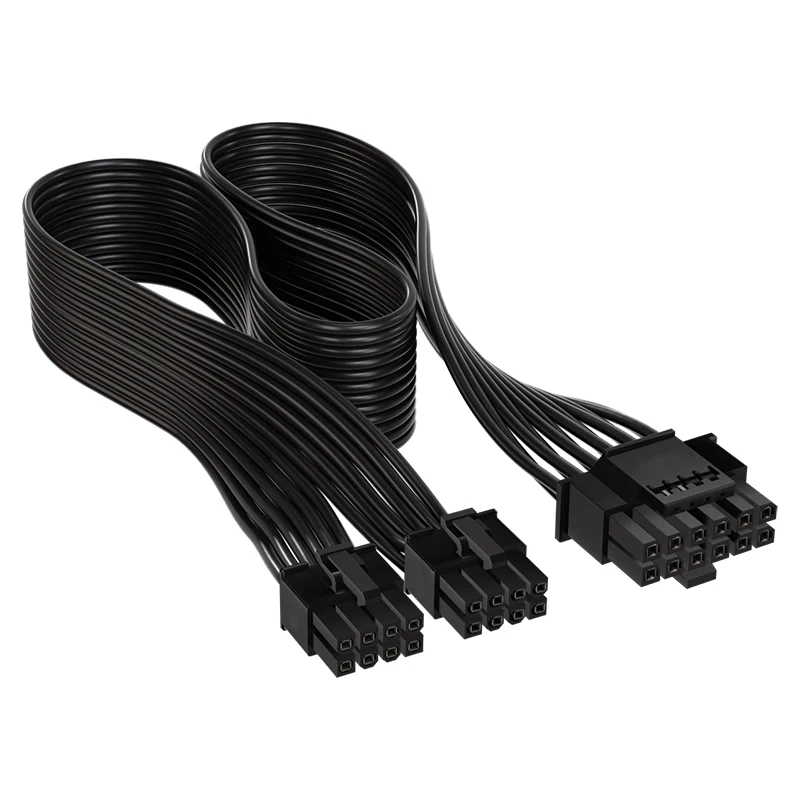 PCIe 5.0/Gen 5 12V HPWR PSU Cable for Corsair Premium 16AWG Fits Type-4 PSUs via Dual 8-pin PCIe 12+4pin Connector Black