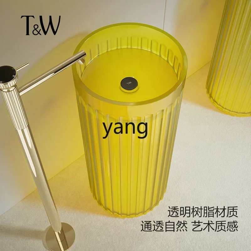 

LMM transparent resin wash basin household vertical striped cylindrical crystal column basin
