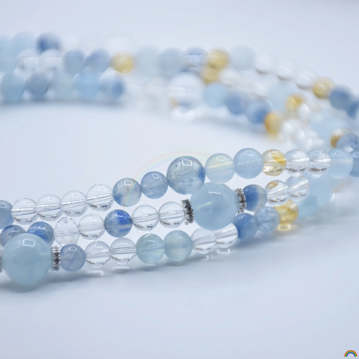 Natural Crystal Blue Crystal Double Loop Bracelet Deep Sea Dream Sea Salt Blue Series Cool and Versatile Bracelet Rwbuy