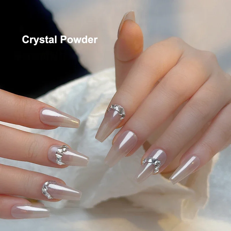 1g Kryształowy Puder do Paznokci z Efektem Lustra, Wysoki Połysk, Transparentny, Kolor Moonlight White Aurora, Dekoracja Paznokci, Salon Kosmetyczny