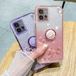 Floral Rhinestone Bling Soft Case For Motorola Moto G73 G53 G23 G13 G84 G82 G72 G71s G71 5G Flower Pattern Phone Case With Ring