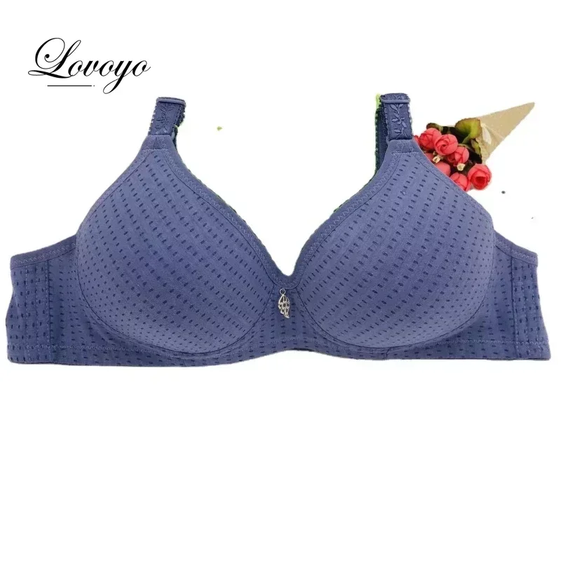 Mom\'s Steel Rimless Bra Large Soft Cotton Cups Bamboo Charcoal Medium and Old Age Thin Cotton Bra Plus Size Elderly Underwear
