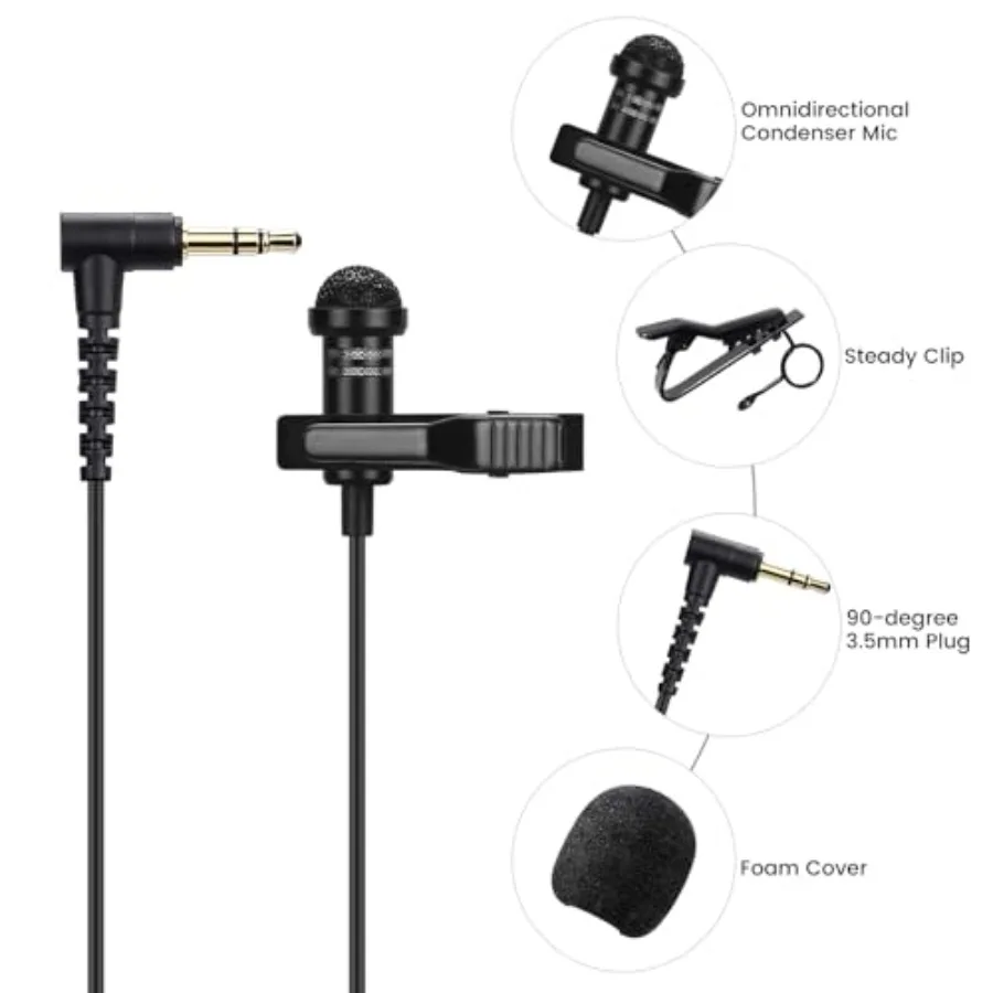 2 pacotes de microfone de lapela compatível com DJI Mic 2 e Rode Wireless Pro Wireless Go 2 ii transmissores de microfone 90 graus L