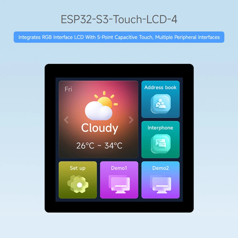 ESP32-S3 4 Inch Display Development Board 32-Bit LX7 Dual-Core Processor 480x480 LCD Supports WiFi & Bluetooth 5-Point Touch