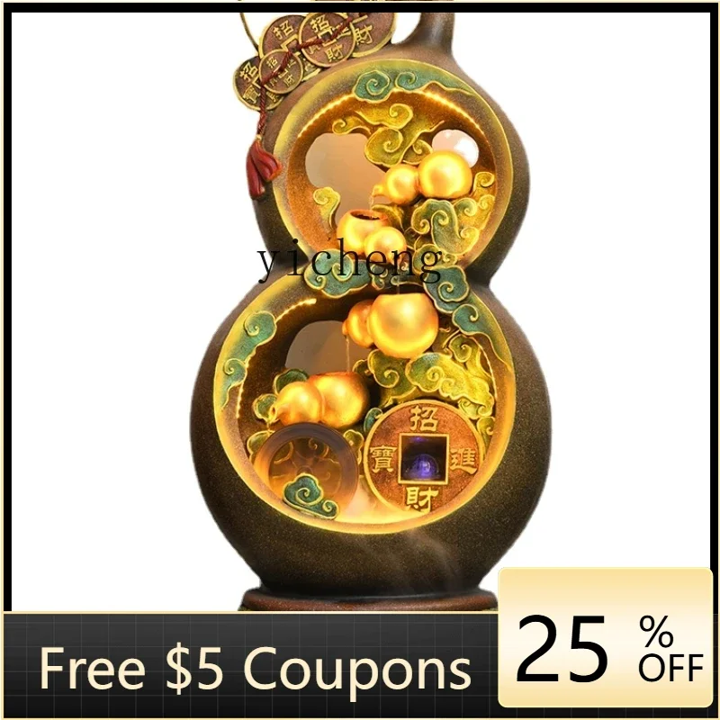 Lucky Flowing Water Ornaments Loop Fengshui Wheel High-End Living Room Furnishings Rockery Fountain Entrance