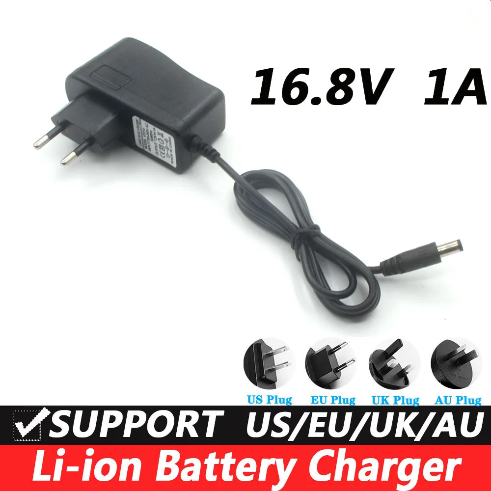 

16.8V 1A Lithium li-ion Battery Charger for Screwdriver 14.4V 4Series 18650 Lithium Battery Wall Charger DC 5.5MM*2.1MM