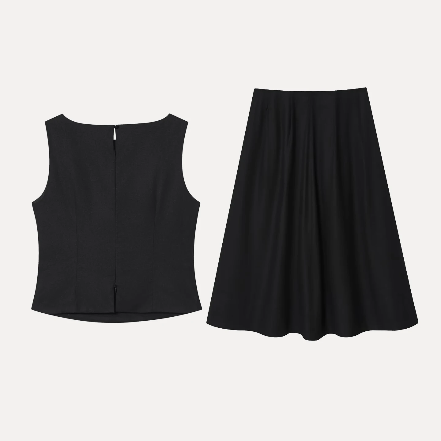 Ele Bla Branco Svel Top e Saia Plissada Faion Set para Mulheres Z Marca Cor Pura Outono Nova Chegada