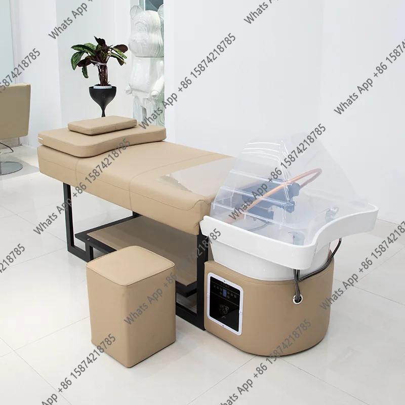 

High-end barber shop shampoo simple water circulation fumigation head treatment bed barber shop stainless steel ceramic basin ma