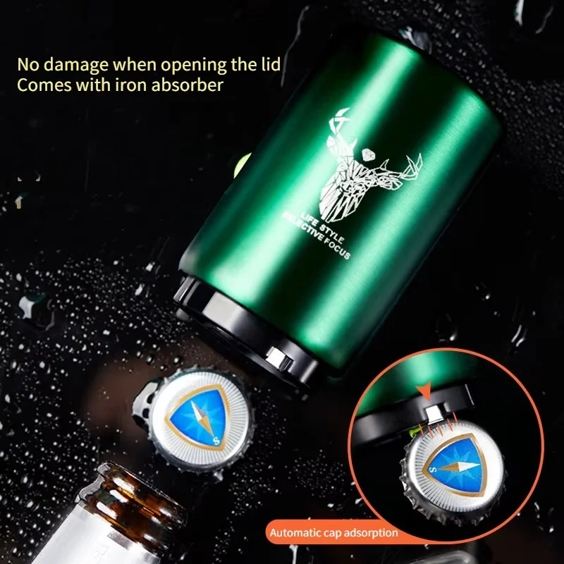

New Creative Magnetic Automatic Beer Bottle Opener Kitchen Stainless Steel Press Lid Beer Corkscrew Tools Portable Bar Gadgets