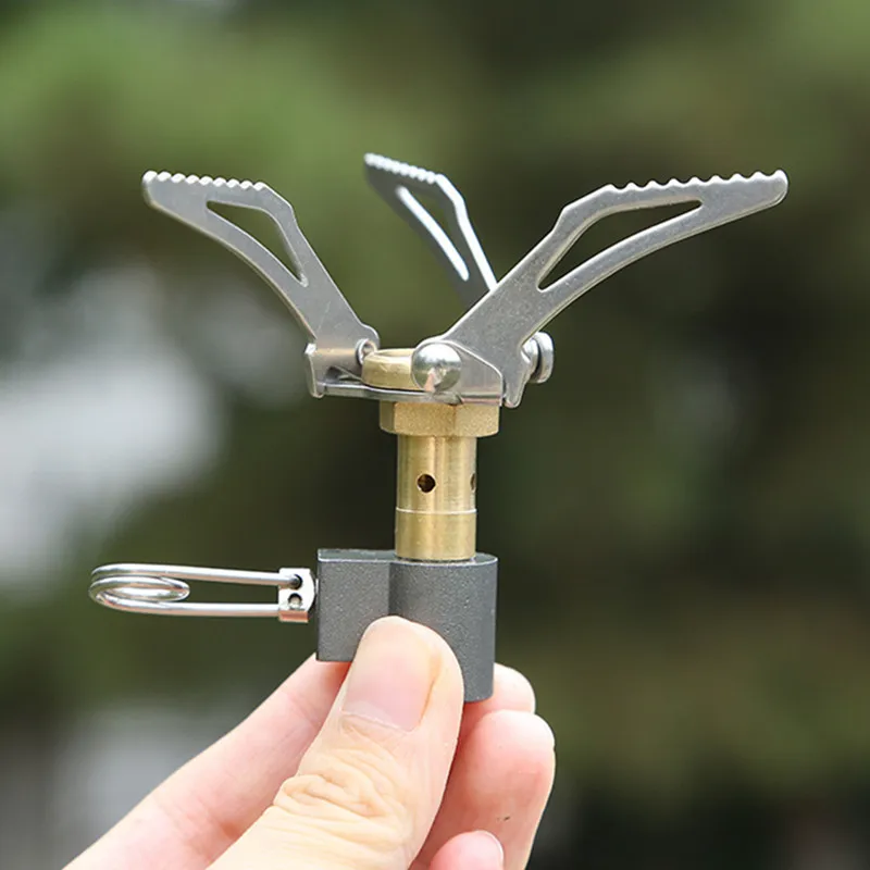 เตาแก๊สกลางแจ้ง Camping Gas Burner แบบพกพา Mini Titanium เตาเตากระเป๋าปิคนิคหม้อหุงข้าว Brs-3000t