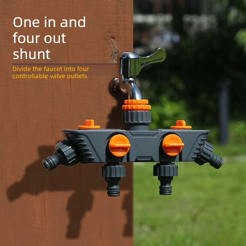 Sink Faucet Watering The Garden Enter Exit Repeatedly Valve Splitter Irrigation Water Distribution Connector Lawn Maintenance