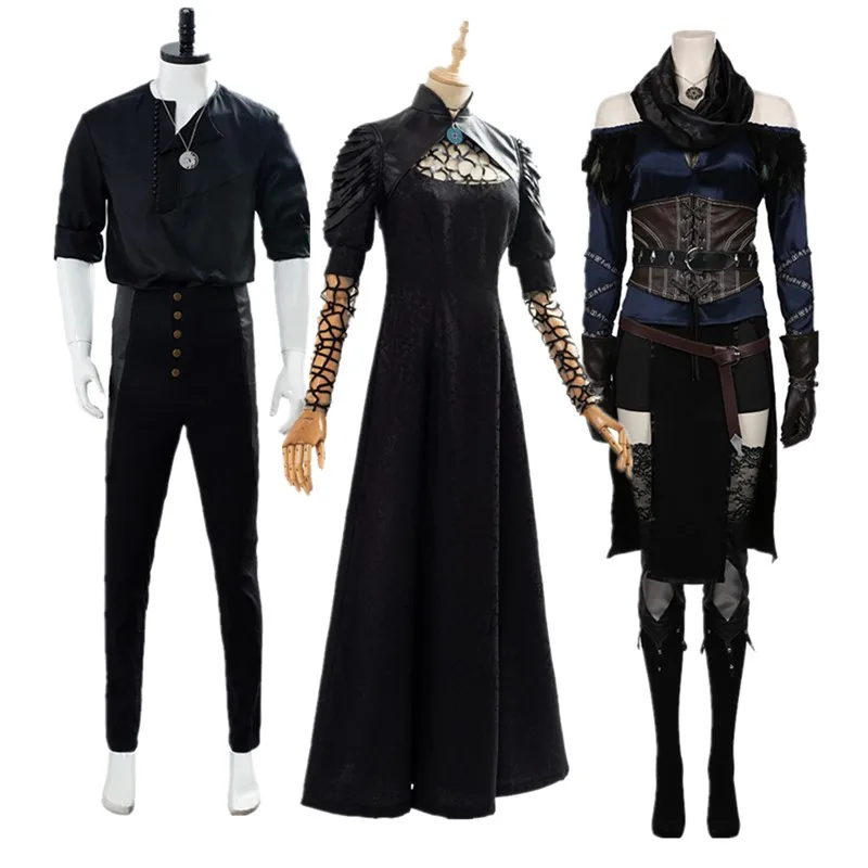 

Платье для косплея Yennefer для взрослых, костюм геральта, фантазия, рубашка, брюки, ожерелье, наряды, маскировка, карнавальный костюм на Хэллоуин
