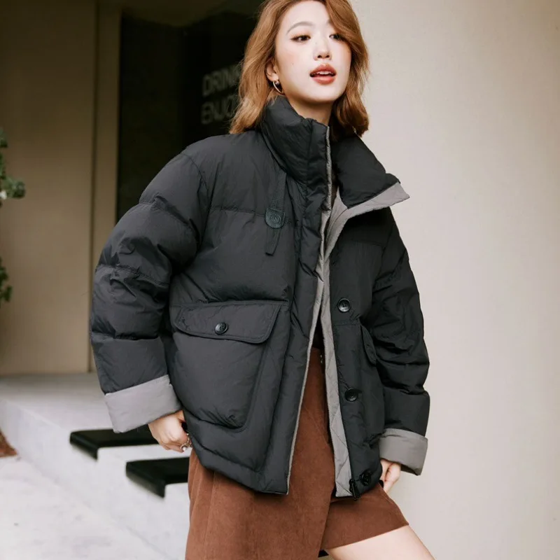 

Winter's Warm Coat New Trend Casual Women's Short Cotton Jacket Loose Fit Thickened Patchwork Puffer Jacket Winter Jackets
