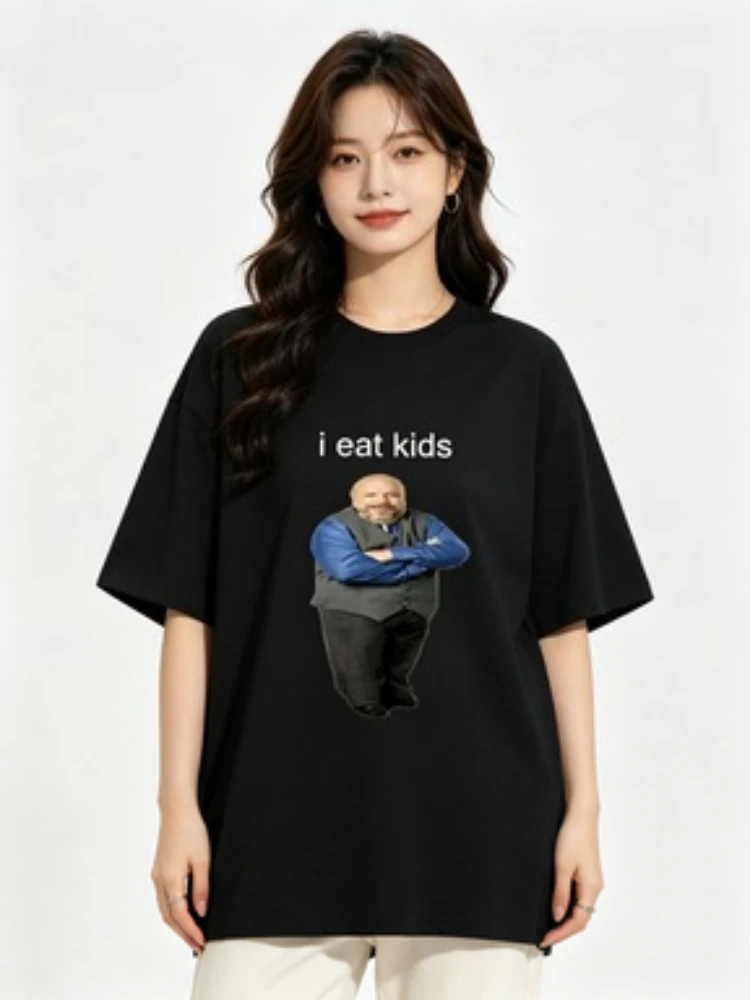 Bertram Eats Kids Funny Brand Women T-shirt I Eat Kids Tees WOMEN  Short Sleeve New Black Casual Loose Tshirt