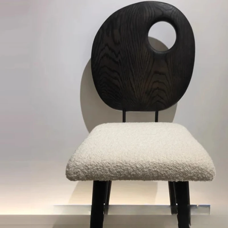 

Wabi-**** lamb wool ash wood dining chair bedroom book chair makeup chair designer retro