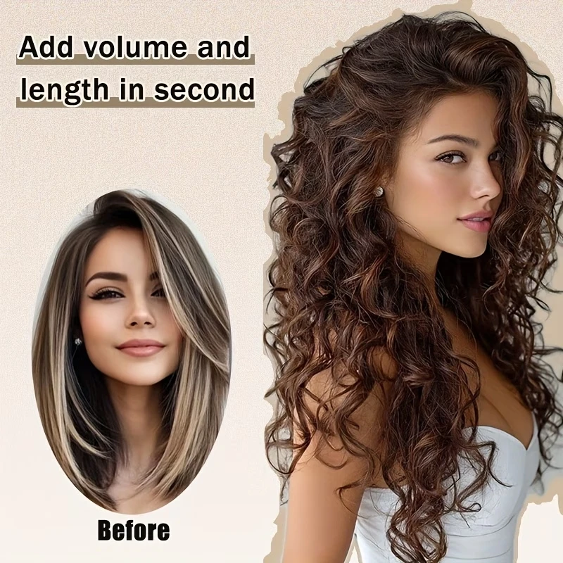 18Inch Synthetic Long Wave Curly Invisible Hair Extensions Fish Line Halo Hairpiece Heat Resistant For Women Daily Use - view 6