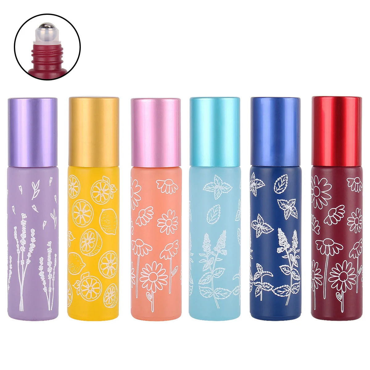 1 Piece 10ml Glass Roll on Bottle with Stainless Steel Roller Ball for Essential Oils Test Fragrance Sample Vial 6 Colors U-pick